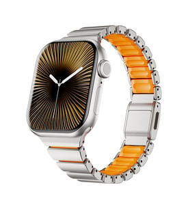Lexroo Watch 10 42mm KRD-149 Metal Silikon Kordon - Gümüş-Turuncu