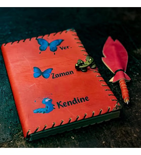 Kendine Zaman Ver Deri Defter (Kırmızı)