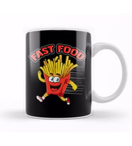 Cute & Funny Fast Food Running French Fries Joke Kupa Bardak Porselen