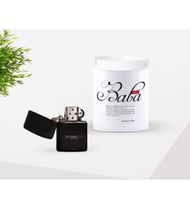 BK Gift Kişiye Özel Babalar Günü Hediyesi Baba Anlamı Tasarımlı Seramik Kül Tablası ve Benzinli Çakmak Seti-1 (Model 1)