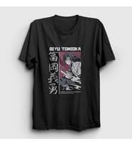 Presmono Unisex Siyah Giyu Tomioka V4 Anime Demon Slayer Kimetsu No Yaiba T-Shirt 298683tt