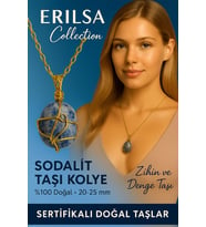 Sertifikalı Gold Renkli Doğal Sodalit Taşı Kolye – Zihin ve Denge Taşı (Çok Renkli)