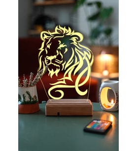 ASLAN 3D 16 RENK GECE LAMBASI