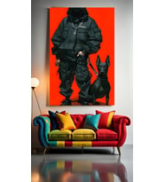 KÖPEKLİ ADAM Ev Duvar Salon Güzellik Salonu Ofis Dükkan Dekarasyon Kanvas Tablo (Çok Renkli)