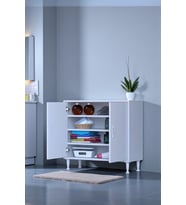 Eliusta Nirat 85 cm 4 Bölmeli Beyaz Banyo Mutfak Dolabı 3 Raflı Kapaklı Çok Amaçlı Dolap 85x75x32,5 cm