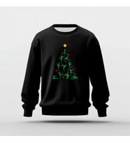 Christmas Tree Cimnastik Baskılı Basic Sweatshirt (Siyah)