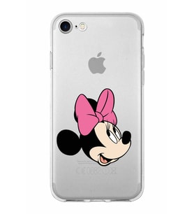 Apple iPhone 8 Uyumlu Kapak Minnie Mouse Tasarımlı Şeffaf Silikon Kılıf