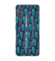 PrintiFy Huawei Honor 20 ile Uyumlu 1mm Slim Fit Nazar Boncuğu 4 Baskılı Şeffaf  Kılıf
