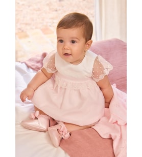 Mayoral Yenidoğan Kız Bebek Kolları Tüllü Elbise Pembe