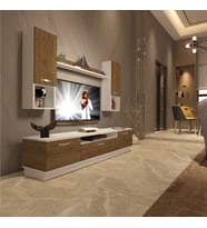 Decoraktiv Trio 5DA Mdf Tv Ünitesi Tv Sehpası - Beyaz Pera (Beyaz - Pera)