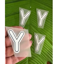 5X4 CM ÜTÜ İLE YAPIŞAN Y HARFİ TRANSFER BASKI ARMA (Beyaz)