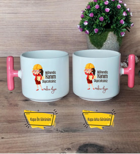 Mühendis Hanım Diyeceksiniz Kupa Bardak T Pembe Kulplu Kadın Mühendise Mühendisler Günü Hediyesi