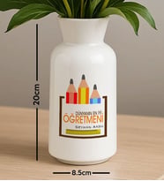BK Gift Kişiye Özel Öğretmenler Günü Tasarımlı Seramik Vazo-10, Ev Hediyesi, Öğretmene Hediye