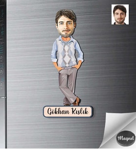 Kişiye Özel İş Adamı Ahşap Magnet -14