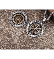 Çift taraflı Kullanım Viking Mitoloji Güç Simgei ve Viking Pusula Kolye