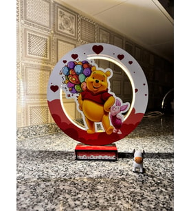 Winnie The Pooh Piglet Renkli Masa Lambası Ahşap