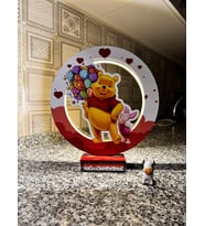 Winnie The Pooh Piglet Renkli Masa Lambası Ahşap