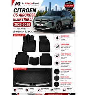 CITROEN C5 AIRCROSS ELEKTRIKLİ 2026-2026 Araca Özel 3D Paspas + 3D Bagaj Havuzu