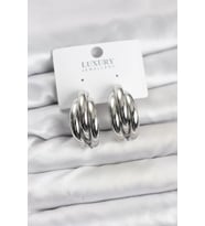 Gümüş Renk Pirinç Yarım Halka Model Kadın Küpe - TJ-BKP11603