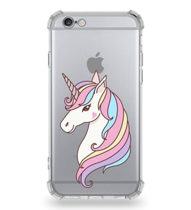 Apple iPhone 6S Plus Uyumlu Köşe Korumalı Antişok  Kapak Unicorn Tasarımlı Şeffaf Silikon Kılıf