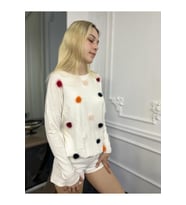 Kadın Ponpon Detaylı Şık Kazak