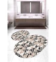 Dijital Baskılı Kaymaz Taban Yıkanabilir Oval 2'li Klozet Takımı Banyo Paspası NOKZ-HT-779 (Çok Renkli)