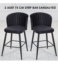 2 ADET STRİP 75 CM OTURUM YÜKSEKLİĞİ ADA MUTFAK VE BAR SANDALYESİ - BABYFACE KUMAŞ - METAL AYAK