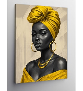 Kanvas Tablo Sarı Fularlı Afrikalı Kadın