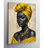 Kanvas Tablo Sarı Fularlı Afrikalı Kadın