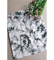Yeşil Çiçekli Ekmeklik - Askılı Büzgülü Keten Ekmek Torbası 50x40cm