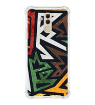 Huawei Mate 20 Lite  Köşe Korumalı Antişok Kapak Soyut Grafiti Tasarımlı Şeffaf  Kılıf