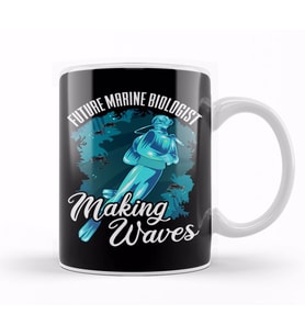 Funny Future Marine Biologist Making Waves Pun Kupa Bardak Porselen