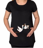 BK Gift Bebek Tasarımlı Siyah Hamile Tişört-3