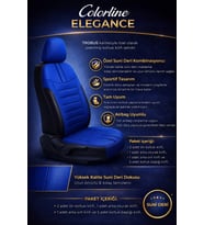 KGM Torres EVX 2023 ve Sonrası Uyumlu Colorline Elegance Deri Mavi Siyah Koltuk Kılıfı