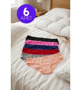 Kadın 6'lı Paket Pamuklu Bikini Külot Esnek Yumuşak İz Yapmaz İç Çamaşırı