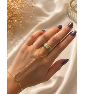 Baklava Desen Gold Yüzük
