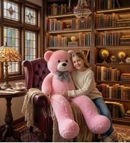 90 cm Papyonlu Peluş Ayıcık Hediyelik (Pembe)