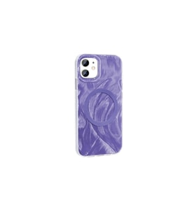 Apple iPhone 11 Uyumlu Kılıf M-safe Şarj Özellikli Fırça Boya Desenli Zore Palet Kapak (Mor)