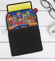 BK Gift Modern Soyut Tasarımlı Taşınabilir Koruyucu Tablet Kılıfı & Organizer Çanta - Siyah-10