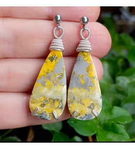 2895 Bal arısı(Bumble Bee) Jasper el yapımı çelik aparatlı küpe