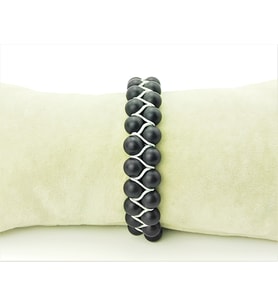 OBSİDYEN ÖRME BİLEKLİK 6 MM (Siyah-Gri)
