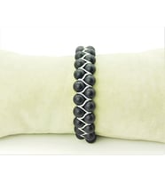 OBSİDYEN ÖRME BİLEKLİK 6 MM (Siyah-Gri)