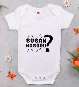 BK Kids Buban Nabüüü Tasarımlı Beyaz Bebek Body Zıbın-1