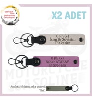 Motor Severlere Özel, İsim Plaka ve 0 Rh (+) Kan Grubu, Tasarım Deri 2'li Anahtarlık, Pudra-Pembe-Gr (Çok Renkli)