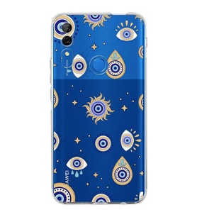 PrintiFy Huawei P Smart Z ile Uyumlu Nazar Boncuğu 5  Kamera Korumalı Şeffaf Silikon Kılıf