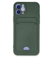 Pilelistore   iPhone 12 Kılıf Kelvin Kartvizitli Silikon - Koyu Yeşil