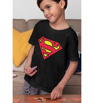 Süperman Logo Baskılı Unisex Film Kahramanı Çocuk Tişört (1-12 YAŞ)
