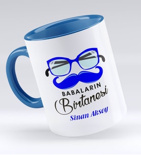 BK Gift Kişiye Özel Babaların Bir Tanesi Tasarımlı Mavi Kupa Bardak - Model 1