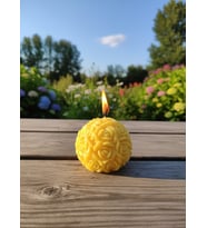 GÜL TOPU HEDİYELİK DEKORATİF KAVUN KOKULU PARAFİN WAX MUM (SARI RENKLİ)