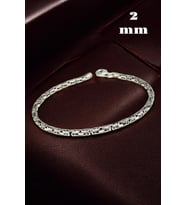 925 Ayar Gümüş Yuvarlak Kral Erkek Bileklik 2 Mm